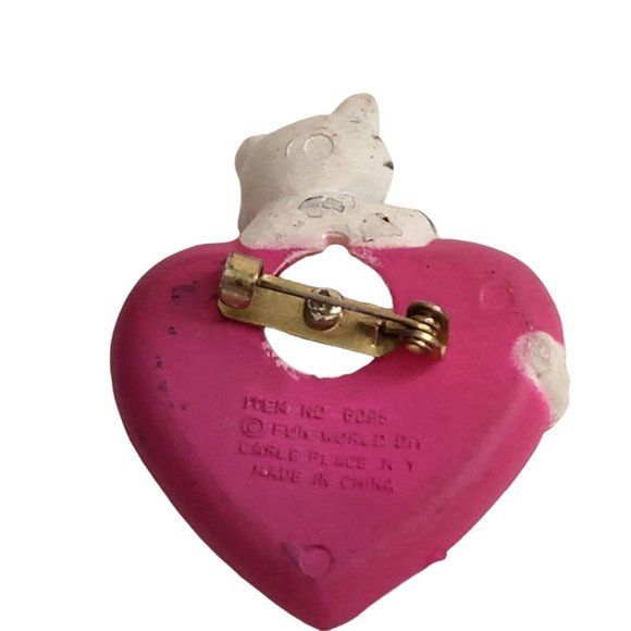 Vintage‎ Pink heart The Cat’s Meow Brooch 1980s - Picture 6 of 7